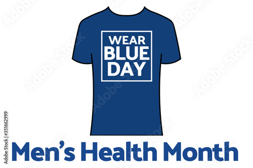 Wear Blue Day, part of Men’s Health Month. Holiday concept. Template for background, banner, card, poster with text inscription. Vector EPS10 illustration