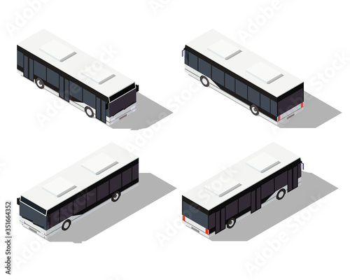 Isometric vector low poly city bus.