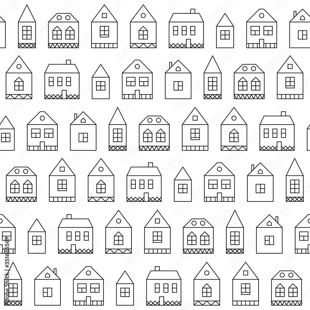 Seamless pattern with abstract decorative houses vector illustration
