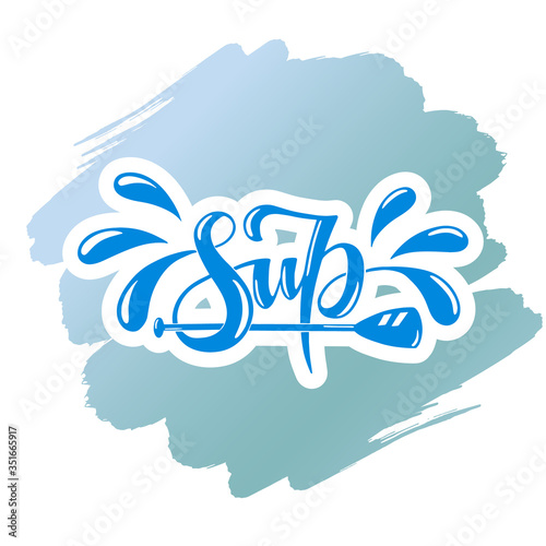 Lettering logo vector for sup surf on the watercolor background