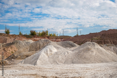 Tableau sur toile Stockpiles of Quarry products: gravel after preparing in Stone crashing plant