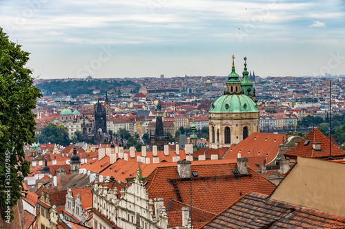 Skyline from Castle Architecture and landmark of Prague in Czech Republic.