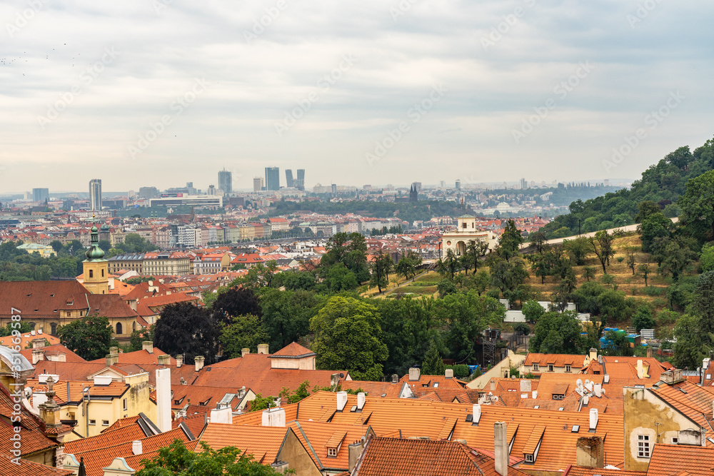 Skyline from Castle Architecture and landmark of Prague in Czech Republic.