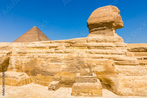 The Sphinx and Pyramid  Cairo  Egypt