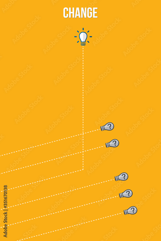 Fototapeta premium Think differently - Being different, taking risky, move for success in life -The graphic of light bulb also represents the concept of courage, enterprise, confidence, belief, fearless, daring. Vector.