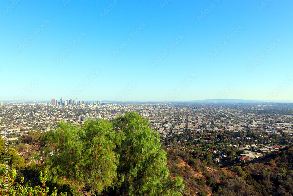Panorama view of the streets of los angeles from above
