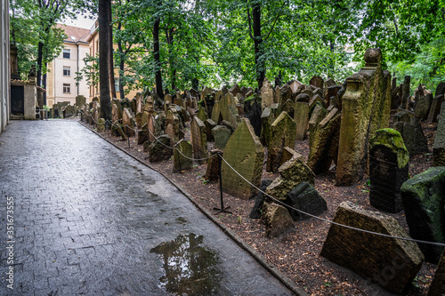 Old Jewish Cemetery Prague in Czech Republic. photo