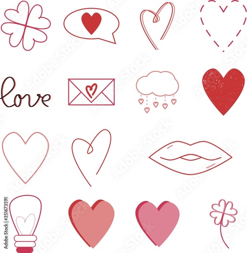 set of vector hearts for valentines, to show love 