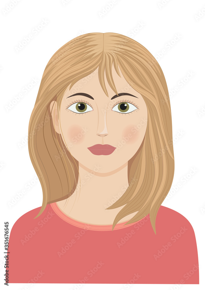 Graphic vector illustration with a girl with light hair and wearing in pink shirt. Graphic vector illustration with a girl with light hair and wearing in pink shirt.