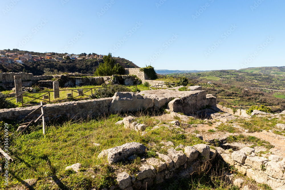 Ancient Ruins of The Medieval Castle in Palazzolo Acreide, Province of Syracuse, Italy.