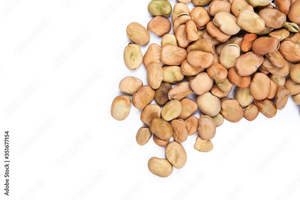 broad beans on a white background