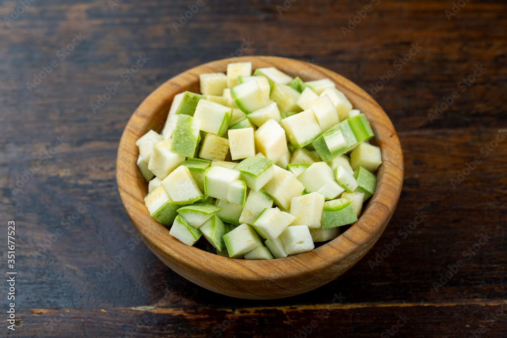 zucchini cubes in a plate zucchini cubes in a plate