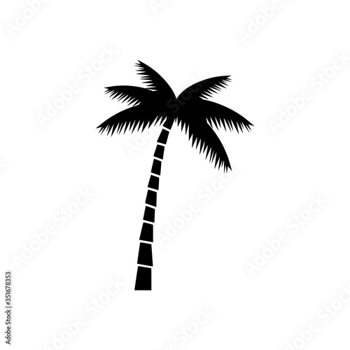 Black Palm tree icon isolated on white background