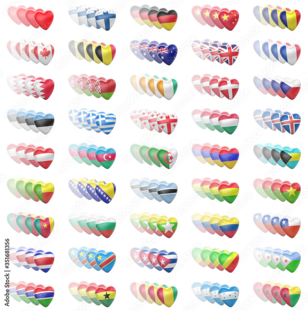 Collection of flags in white background. 3D Illustration. Collection of flags in white background. 3D Illustration.