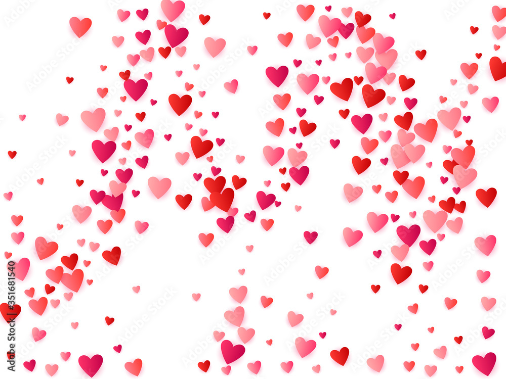 Red flying hearts bright love passion vector background.