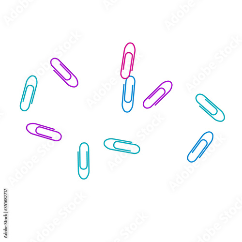 Stationary paperclips isolated on white background