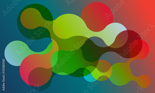 Abstract connected circles vector banner background.