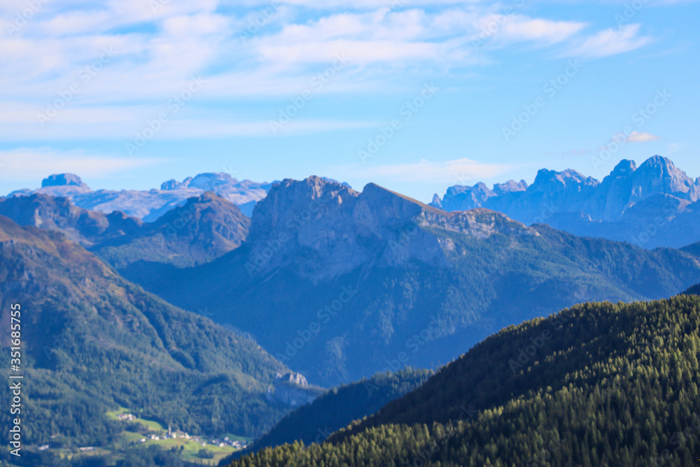 Beautiful view of the Dolomites in Italy. Out of focus.
