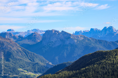 Beautiful view of the Dolomites in Italy. Out of focus.