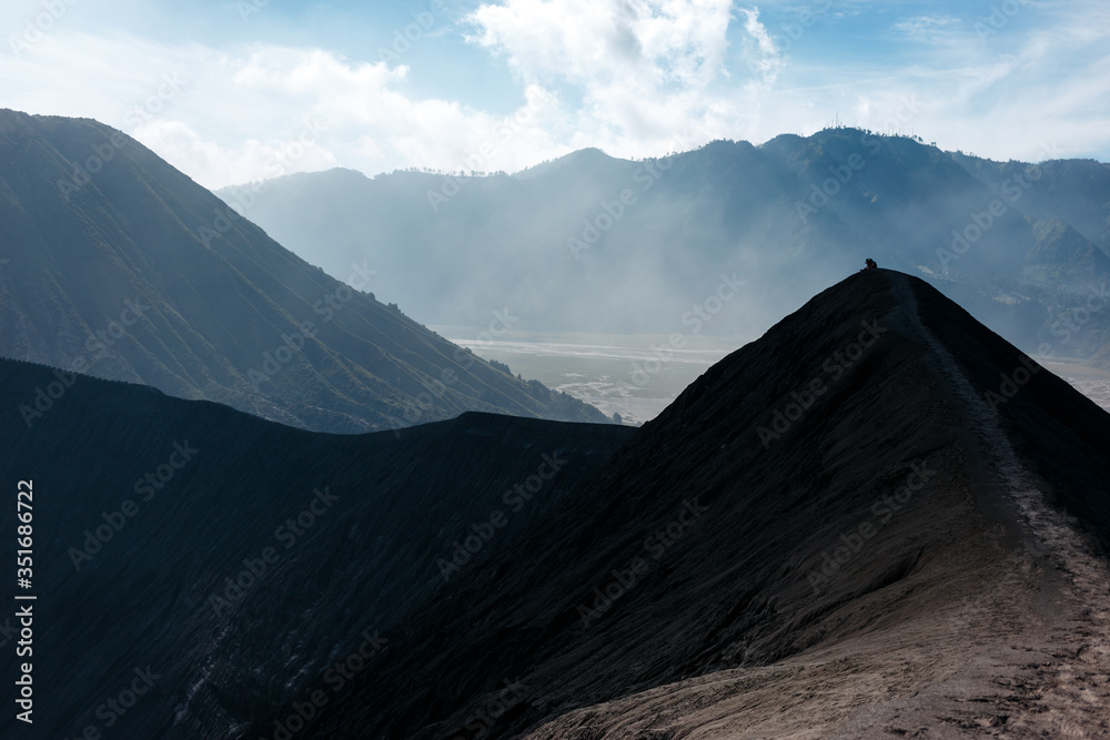 Bromo volcano on Java island, Indonesia, in daylight, another planet landscape