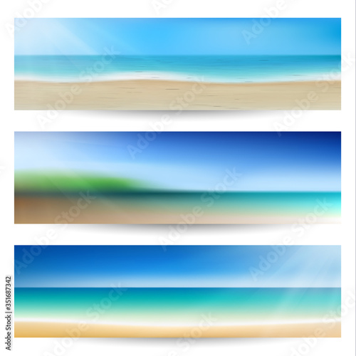 Summer holidays banners with coastline waves