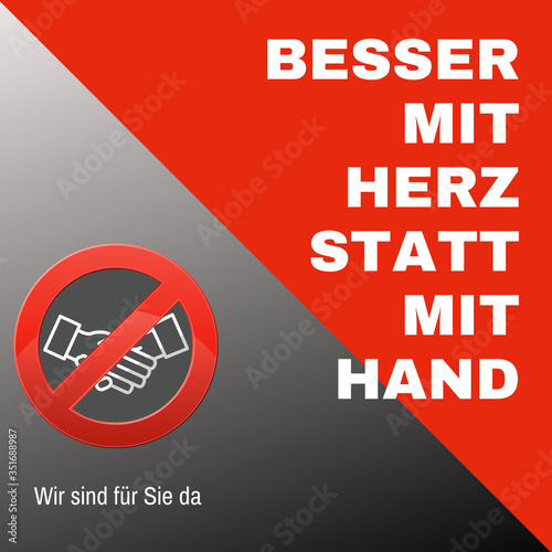 Mit Herz statt mit Hand - Illustration gegen die Ausbreitung von Covid-19 photo