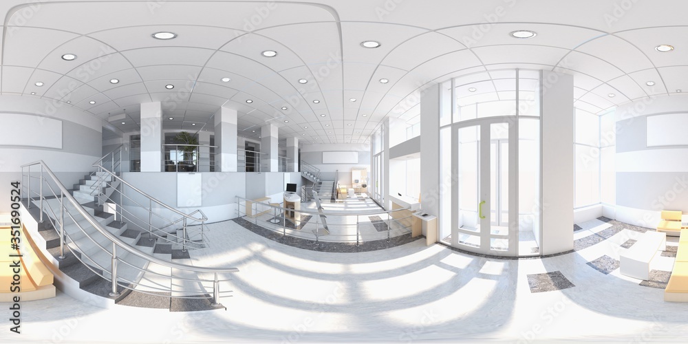 Obraz premium sferyczna panorama wnętrza, ilustracja 3D