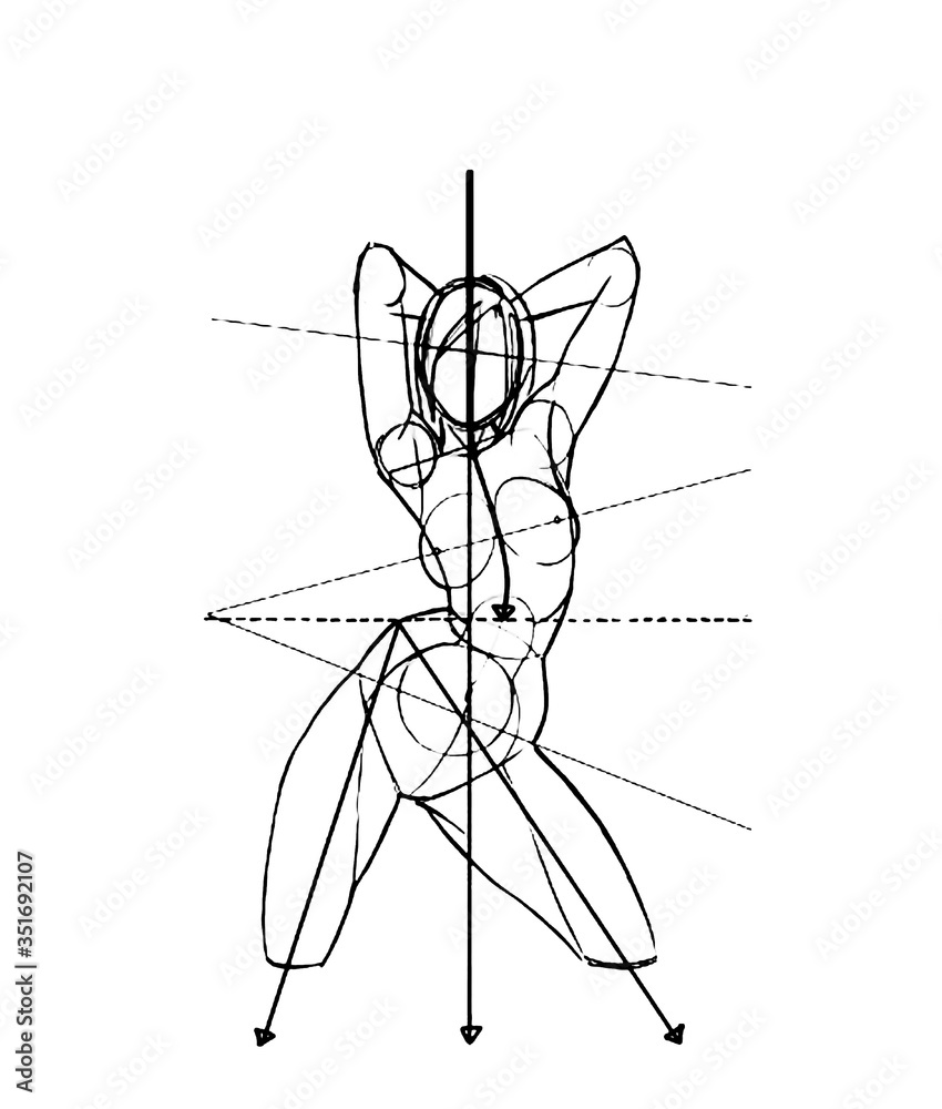 Tutorial of drawing female body. Drawing the human body, step by step