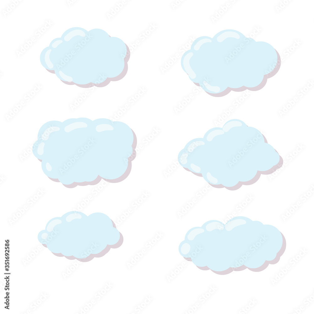 Blue bubbles cloud. Isolated Cartoon flat illustration. White sky and good summer weather Blue bubbles cloud. Isolated Cartoon flat illustration. White sky and good summer weather