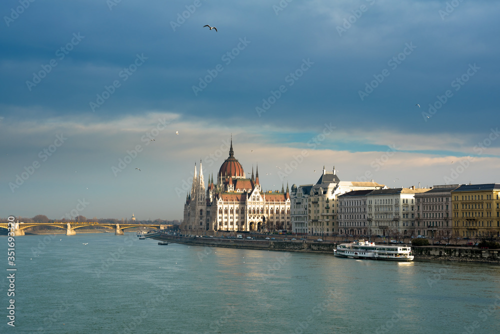View of the Hungarian parliament across the river