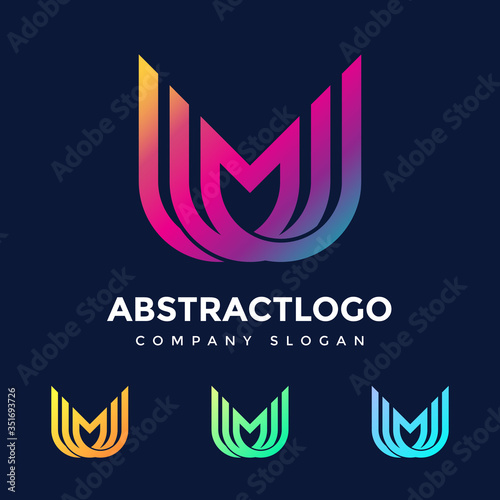 Картината върху платно Colorful MU M U initial based icon logo Unique stylish