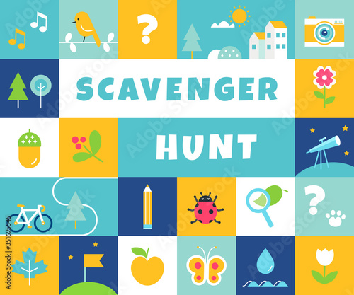 Nature Scavenger Hunt. Summer Camp and Community Activity and Game for Children