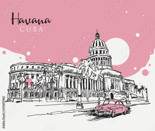 Drawing sketch illustration of Havana