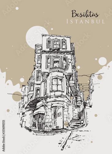 Drawing sketch illustration of Besiktas, Istanbul