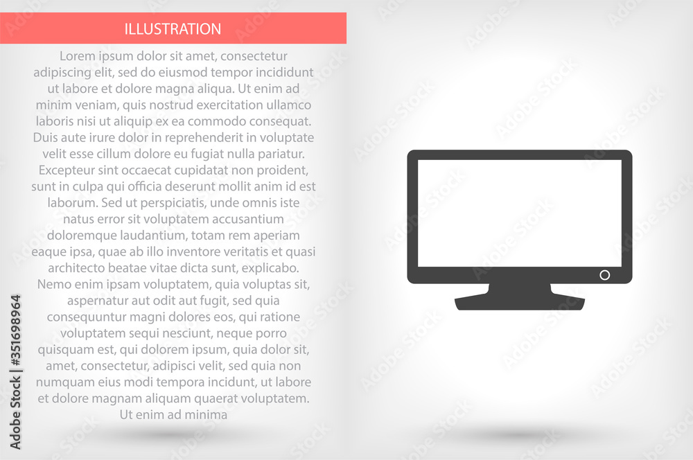 Monitor vector icon , lorem ipsum Flat design Monitor vector icon , lorem ipsum Flat design