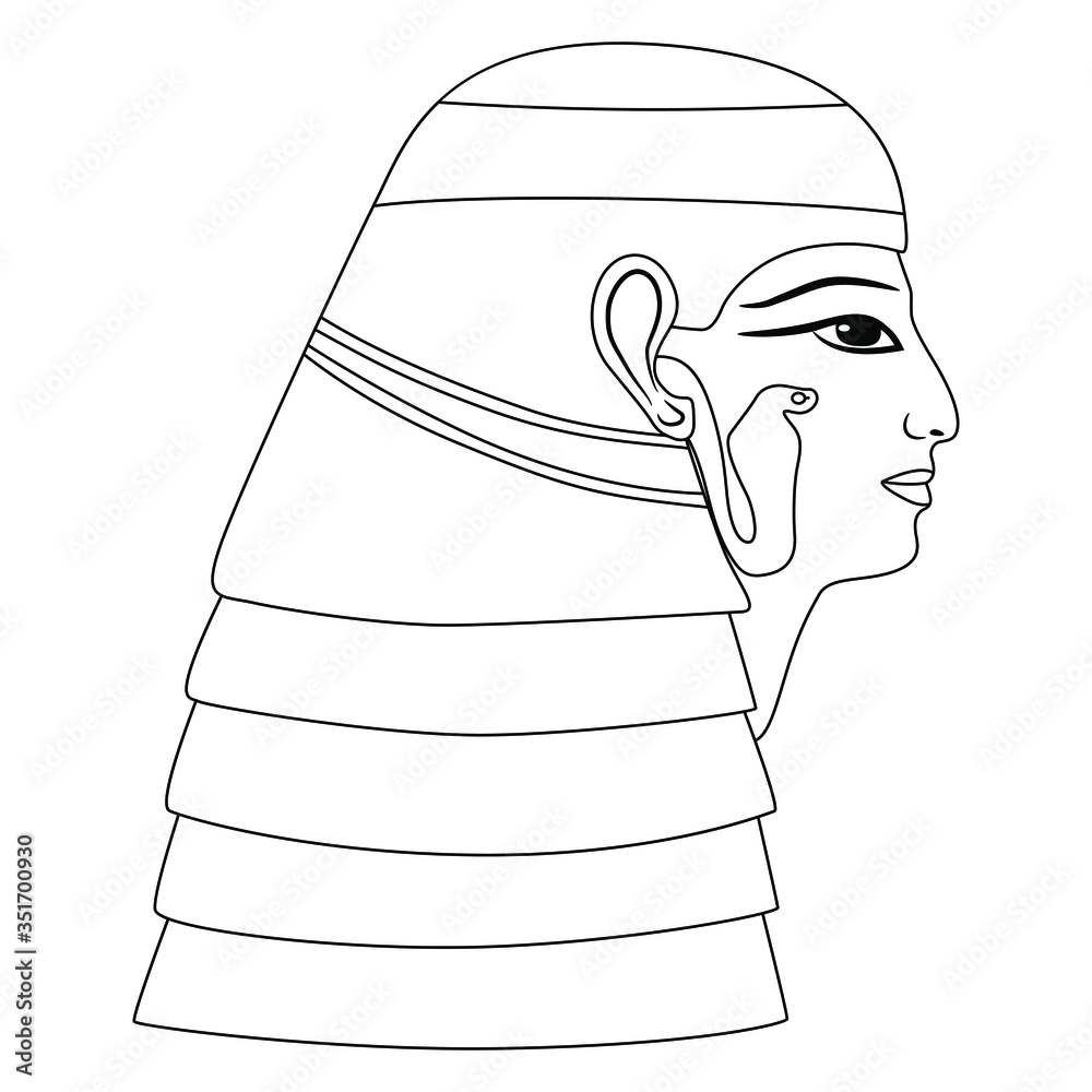 Isolated vector illustration. Portrait of ancient Egyptian lady