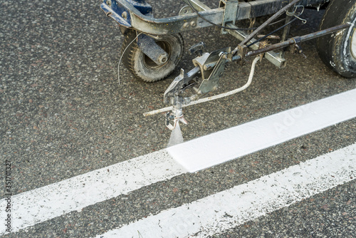 road painting and driving directions, road repair marking on asphalt pavement