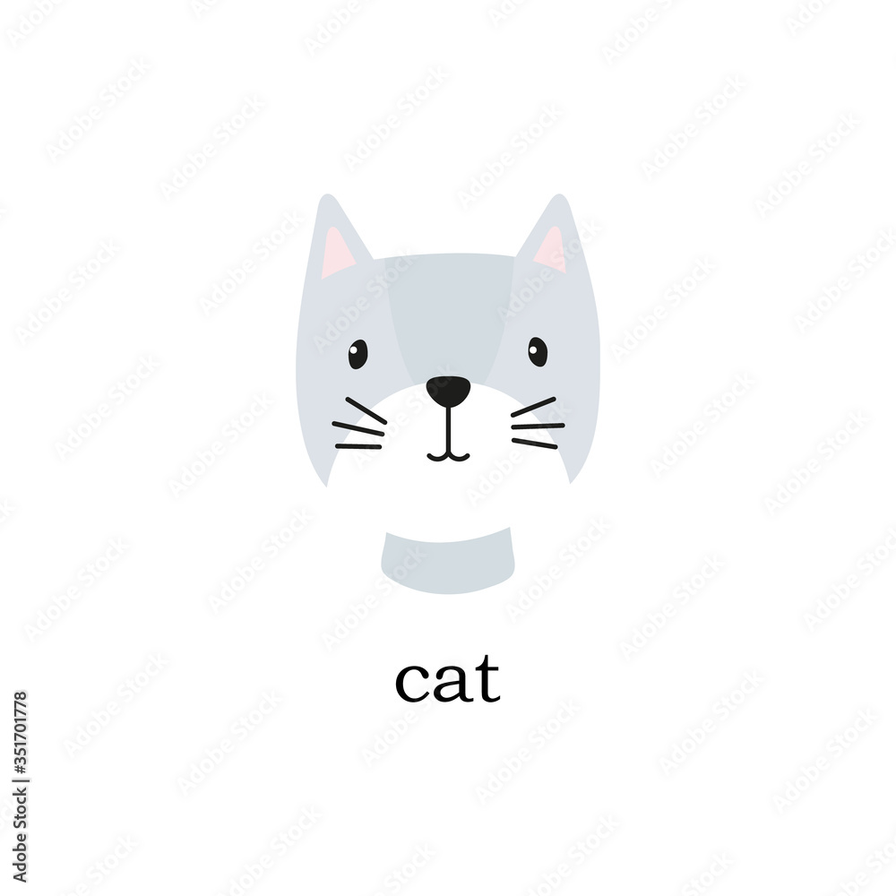 Cute cat head vector. Animal cartoon print illustration isolated Cute cat head vector. Animal cartoon print illustration isolated