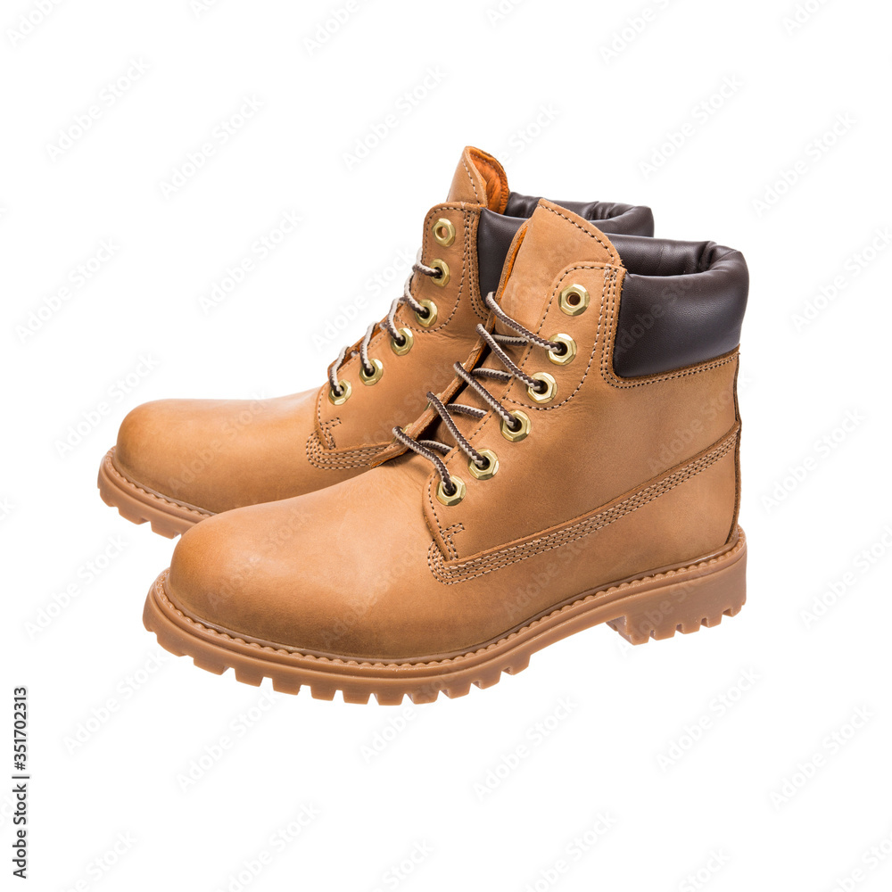 lace-up boots for daily wear, isolated clothing accessories on a white background