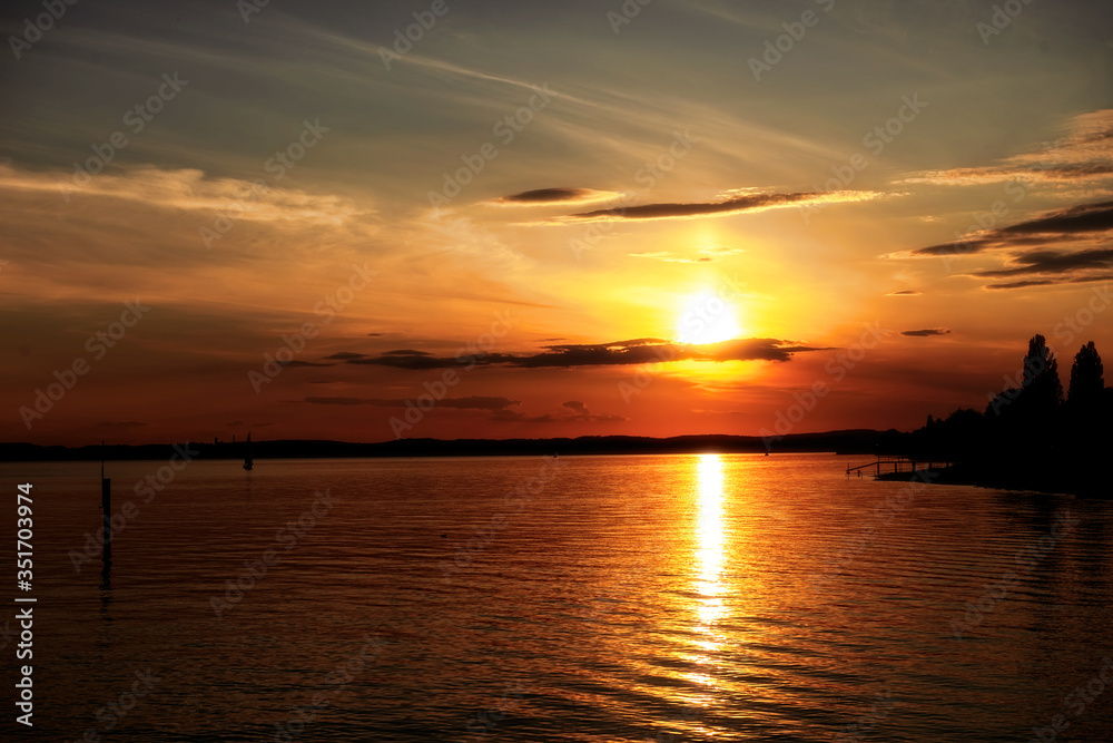 View on lake Bodensee during sunset