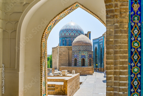 Architecture of Shah-i-Zinda ensemble, Samarkand, Uzbekistan