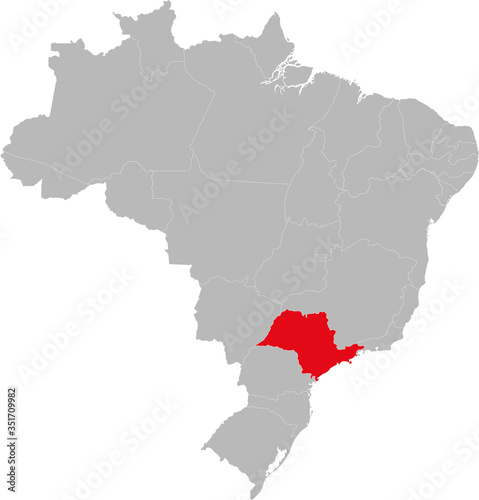 S  o Paulo state highlighted on Brazil map. Business concepts and backgrounds.