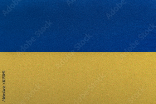 Flag of Ukraine. National symbols of Ukraine. Yellow blue flag close up
