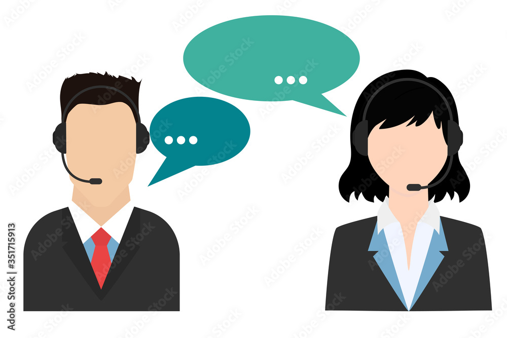 Call center operator avatar flat icon. Customer service and communications, customer support, telephone assistance, information, solutions. Vector Call center operator avatar flat icon. Customer service and communications, customer support, telephone assistance, information, solutions. Vector