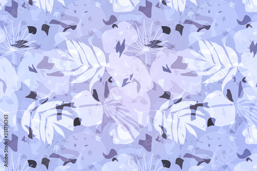 abstract blue flowers with  leaves 