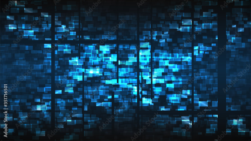 Cyberpunk glitch background. Dark blue backdrop with distorted ...