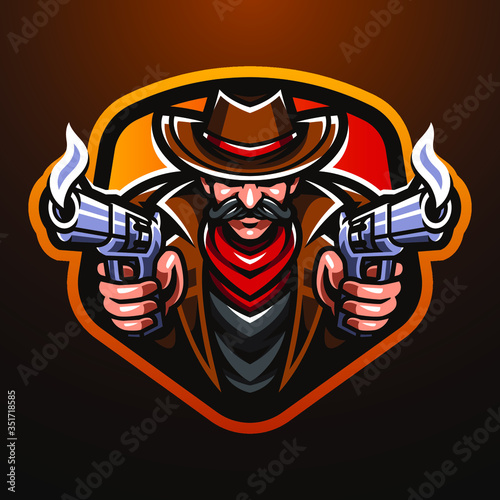 Cowboy esport mascot logo design