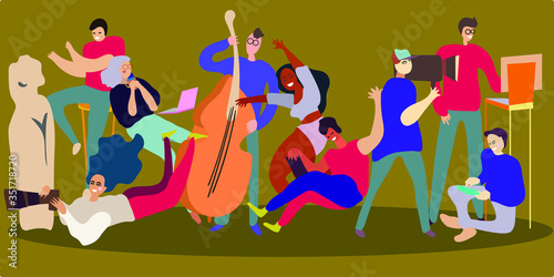 Various creative professions and hobbies. Hand drawn trendy vector illustrations. Cartoon style. Flat design.
