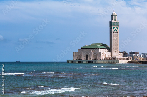 Grand mosque of Casablanca sea daylight