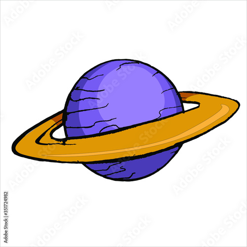 Saturn planet icon in cartoon style on a white background